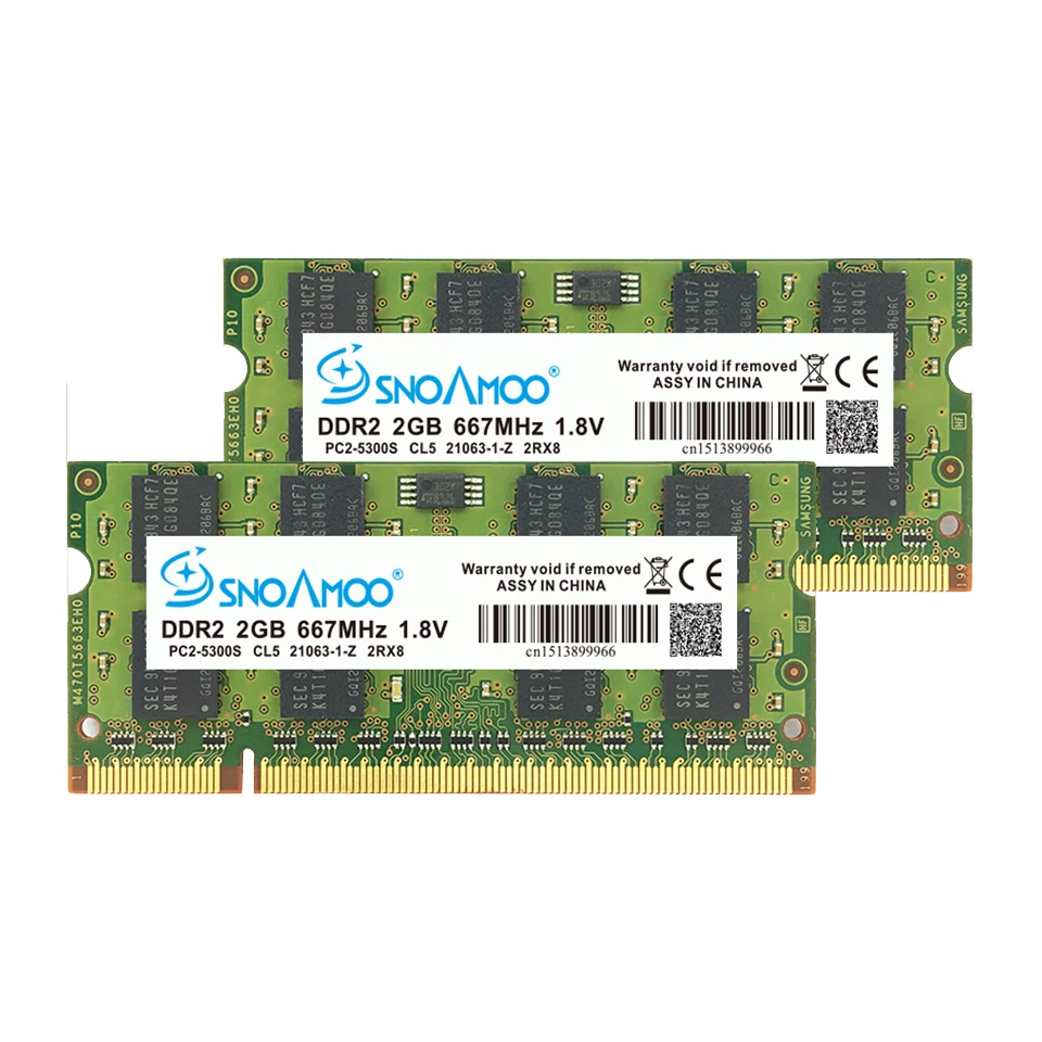 SNOAMOO ноутбук ОЗУ DDR2 1 Гб 2 667 МГц PC2 5300S 800 6400S 200 Pin CL5 CL6 8 V 2Rx8 SO DIMM памяти компьютера