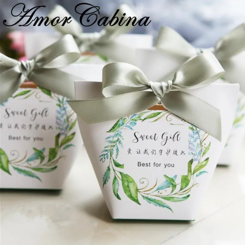 30pcs European small fresh forest leafy flamingo romantic wedding like candy box party gift chocolate bag | Дом и сад