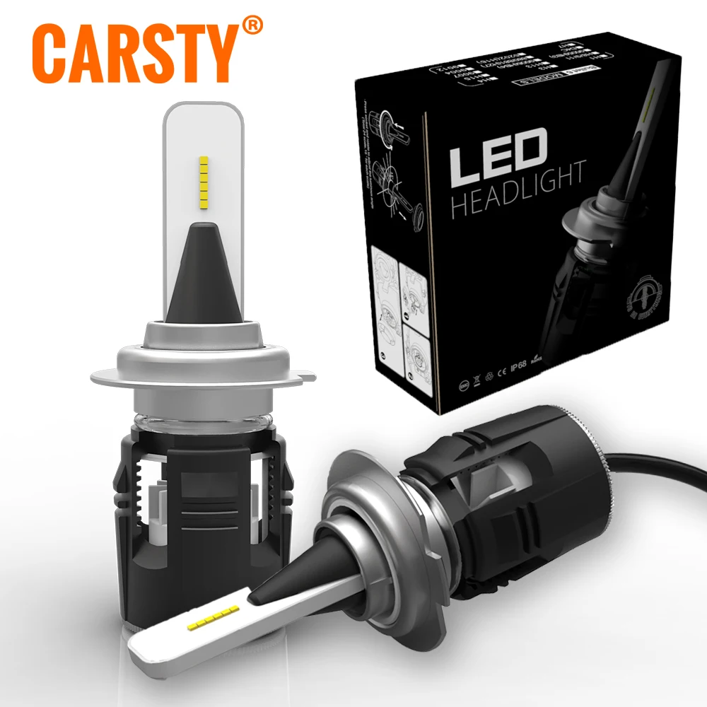 Carsty светодиодные лампы для автомобильных фар H4 H7 H13 H11 H1 880 881 9005 9006 H3 9004 9007 D4C 9012 5202 CSP