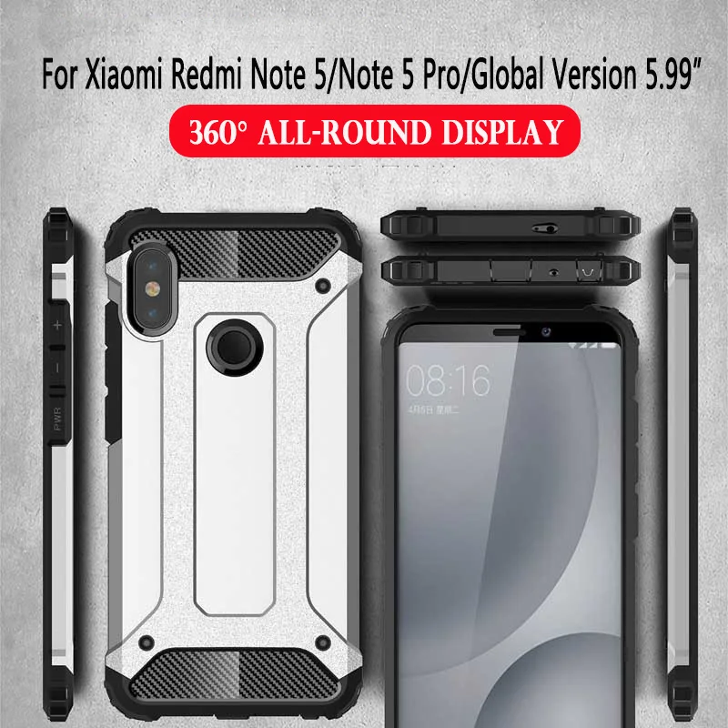 Чехол Red mi Armor для Xiao mi 9 mi 9 8 SE 9T Lite Red mi Note 8 7 6 5 Pro 7S 7A 6A 5A 4x4 Plus GO S2 Hybrid чехол из ПК и силикона - Цвет: Redmi Note 5