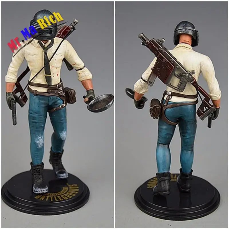 17 см playerunknown Battlegrounds Pubg Circa Doll Spot Mangiare Pollo Stasera Modo Del Metallo Auto Modello Di Arma|figure|doll figuresarma |