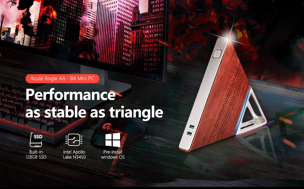 Острый угол AA-B4 DIY Мини ПК Intel Apollo Lake N3450 Intel HD graphics 500 Windows 10 8GB ram 64GB eMMC 128GB SSD Wifi tv BOX