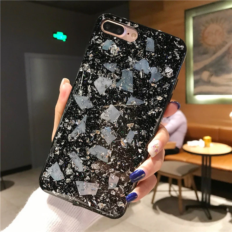 For iPhone XS max XR X Luxury Gold Foil Phone Cases & Tempered Glass Screen film soft Cover + flim for 8 8plus 7 6plus |