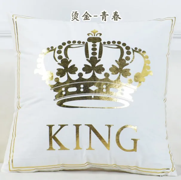 45x45 см, бархатный чехол для подушки, дерево, королева, король, наволочка, наволочка для кровати, стула, дивана, сделай сам, белая, Золотая подушка со стразами, чехол b424 - Цвет: d