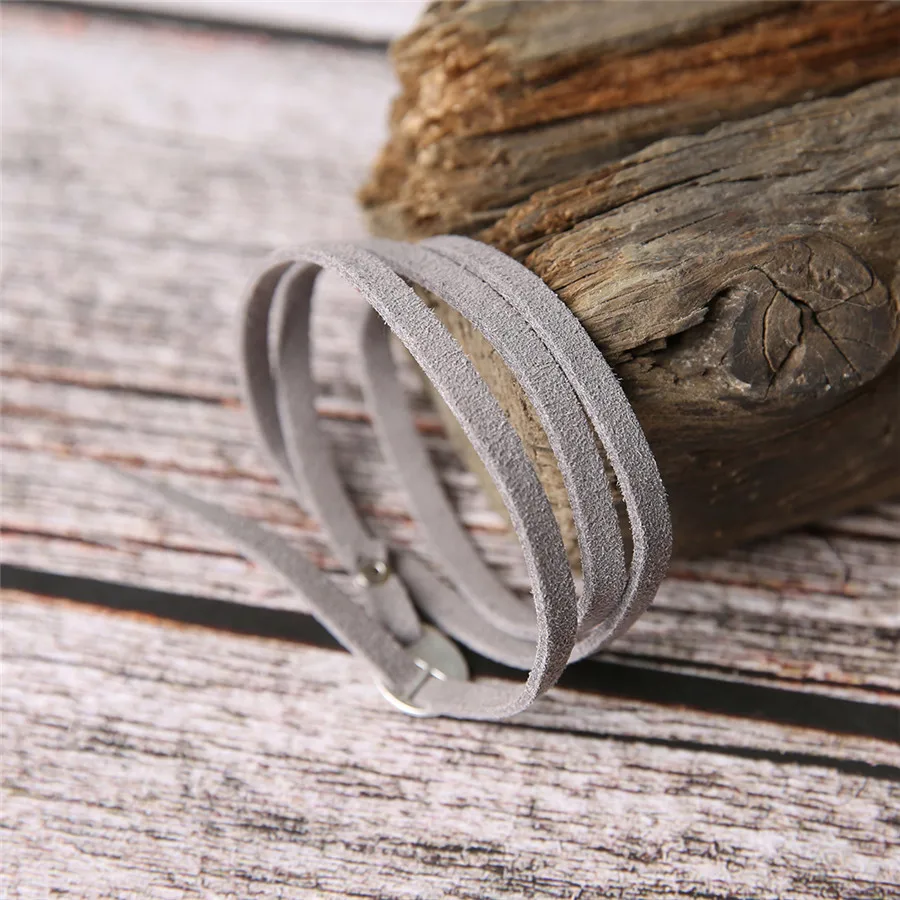 Ckysee 1Pcs/lot Multilayer Leather Bracelet With Metal Clasps Coffee Grey Color Handmade Wrap Bangles Boho Jewelry | Украшения и