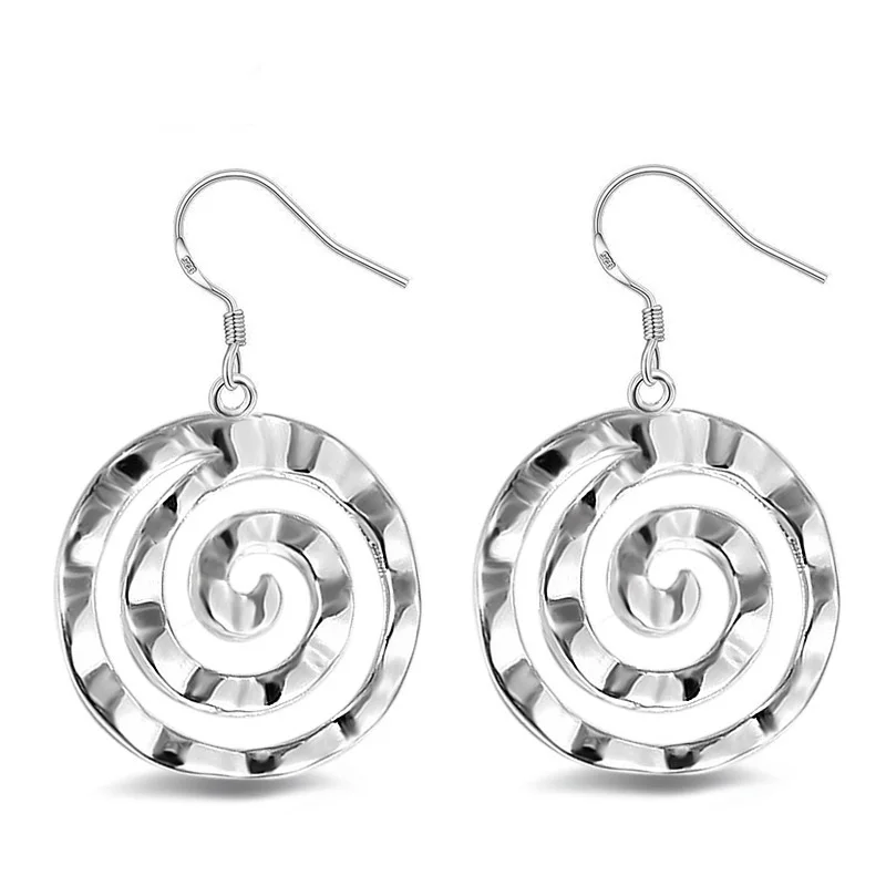 OMHXZJ Wholesale Personality Fashion OL Woman Girl Party Wedding White Hollowed Round 925 Sterling Silver Earrings YE281 | Украшения и