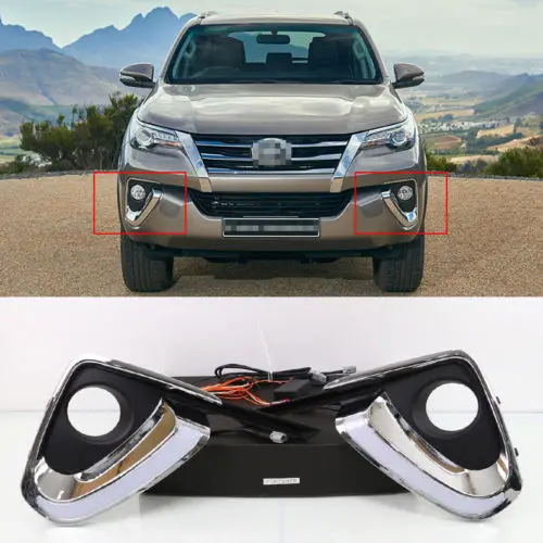 SmRKE для Toyota Fortuner 15 19 DRL светодиодный ные Противотуманные фары Дневные ходовые огни