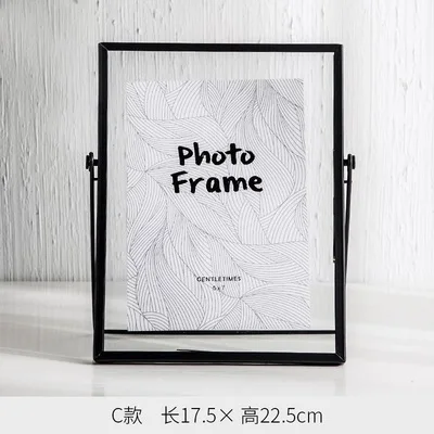 7inch black Золотая металлическая фоторамка Скандинавская фоторамка подставка креативный Маятник для ботанического образца держатель украшение дома орнамент - Цвет: 7inch black