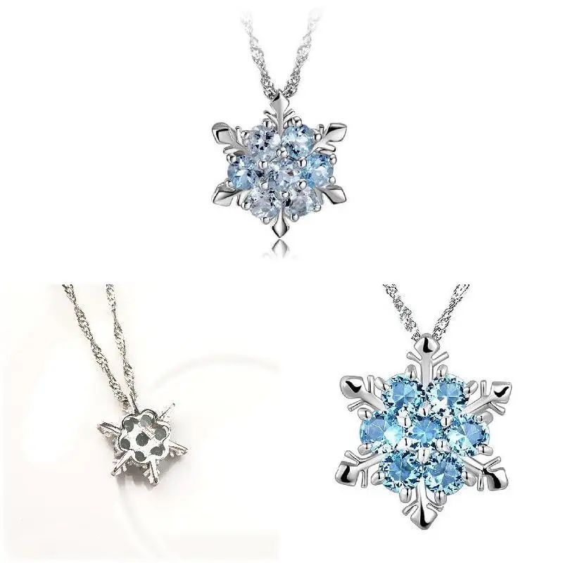 Элегантный Циркон Снежинка Кулон ожерелье ювелирные изделия Мода Рождество