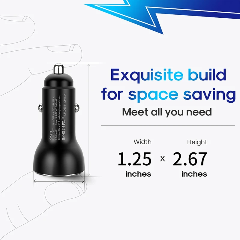 Зарядное устройство MEIDI Quick Charge 3 0 для автомобиля 5 В/4 8 а/24 Вт двойной порт