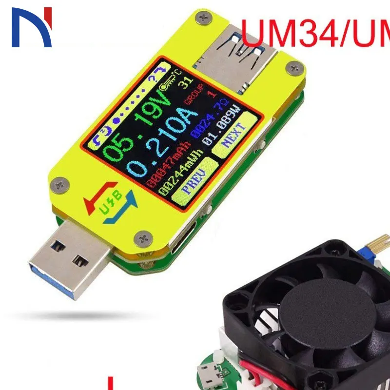 

UM34 UM34C for APP USB 3.0 Type-C DC Voltmeter ammeter voltage current meter battery charge measure cable resistance Tester New