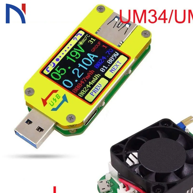 UM34 UM34C для приложения USB 3 0 Type C DC Вольтметр Амперметр измеритель тока напряжения