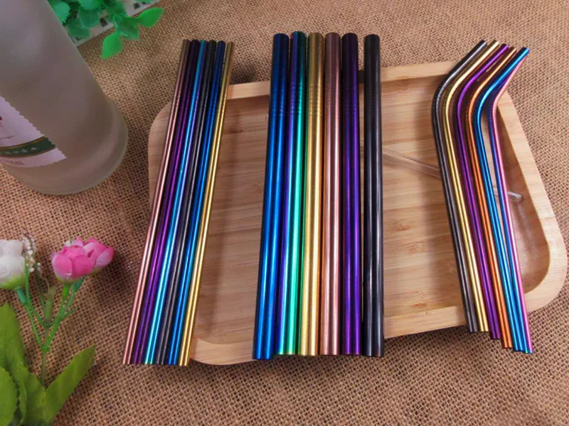 

3pcs/lot Metal Straight Drinking Straw Eco-Friendly Rainbow Stainless Steel Straw Food Grade 6MM*12MM Bar Accessories