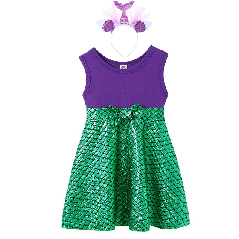 MUABABY Kids Princess Summer Dress for Girls Child Snow White Belle Mickey Casual Cotton Birthday Costume with Accessories | Детская