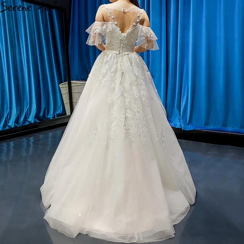 White A-Line Sexy Wedding Dresses Real Photo 2020 High-end Vintage Short Sleeves Bridal Gowns HM66822 Custom Made | Свадьбы и