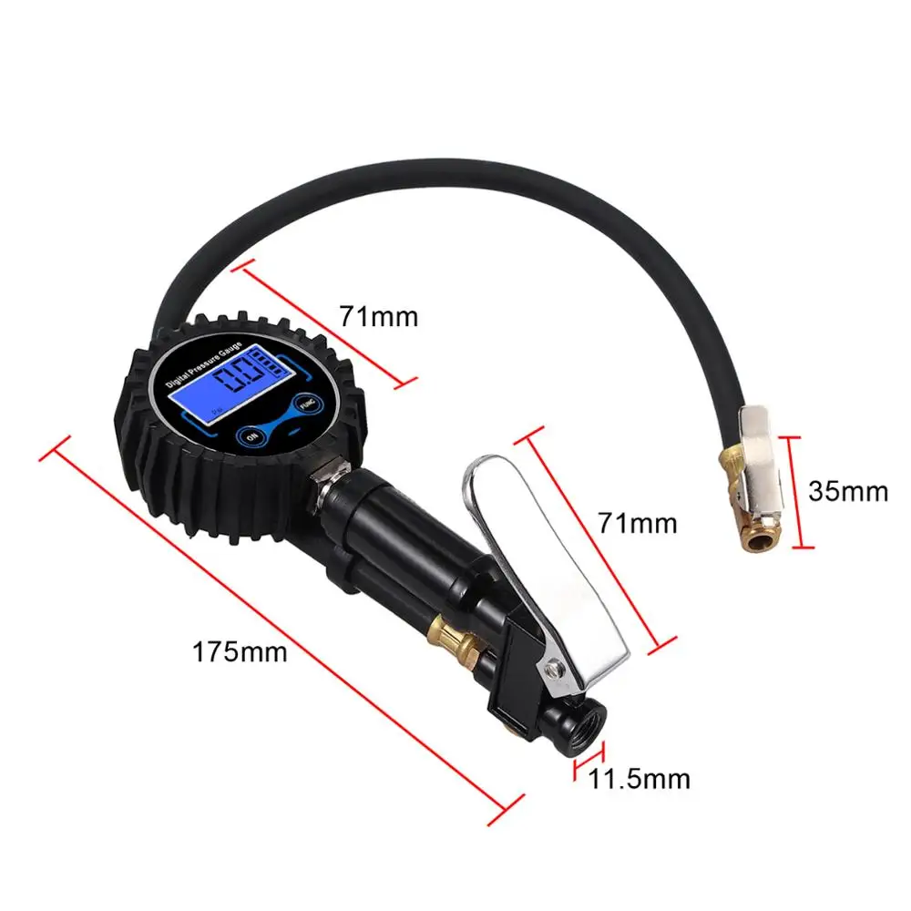 Neoteck 0-200psi датчик давления в шинах с 4 колпачки клапана для шин резиновый шланг США