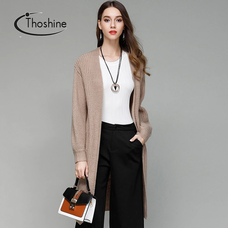 Бренд thoshine весенне-осенний Женский трикотажный свитер короткий однотонный