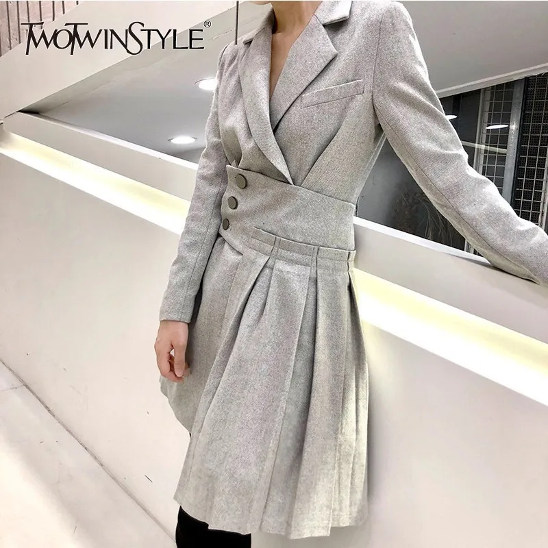 TWOTWINSTYLE лоскутное Плиссированное Cummerbund ветровка Топы женские с длинным рукавом
