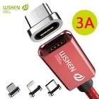 Магнитный кабель WSKEN 3A Micro USB Тип C для iPhone XR XS Быстрая зарядка USB C телефонное магнитное зарядное устройство для Samsung S9 S9 Note9