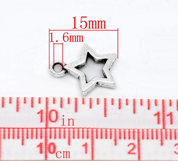 DoreenBeads 50 тусклый серебристый цвет кулон Подвеска со звездой 15х12 мм (B14057) |