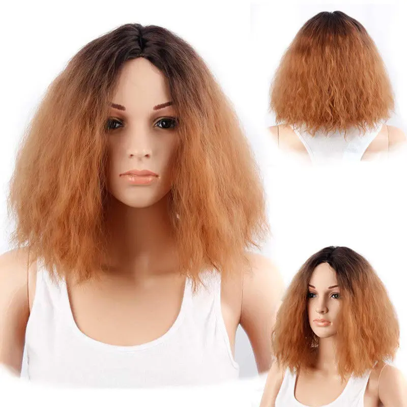 Части Удары Черный Ombre Цвета Парик Женщин Длинными Вьющимися Волнистые Волосы