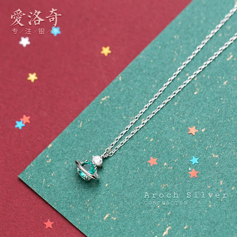 ABC серебро S925 серебряное ожерелье, корейская мода, простой шипованных цепочка со звездами