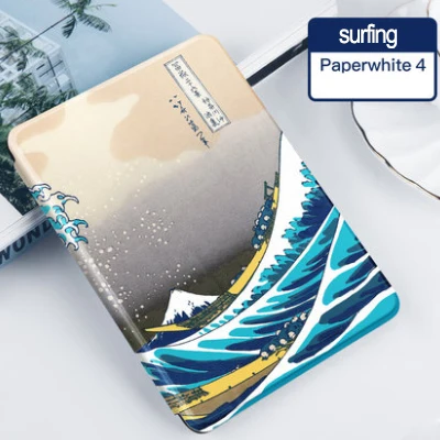 Тонкий из искусственной кожи чехол для Funda Kindle Paperwhite 4(10th Gen Release) читалка Smart Sleep/Wake Kindle чехол - Цвет: surfing