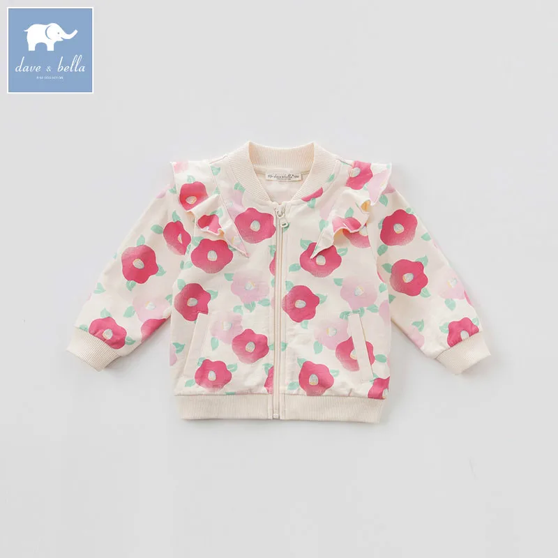 DBJ7699 dave bella spring baby girls fashion coat kids floral clothes children high quality lovely | Детская одежда и обувь