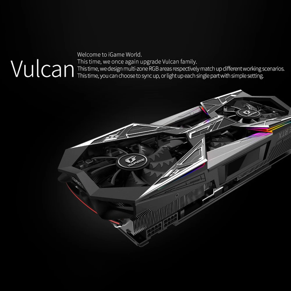 Красочная видеокарта GeForce RTX 2080Ti Vulcan X OC GPU GDDR6 11G 1770Mhz 2080 Ti графическая карта Nvidia карта TU102 HDMI USB порт