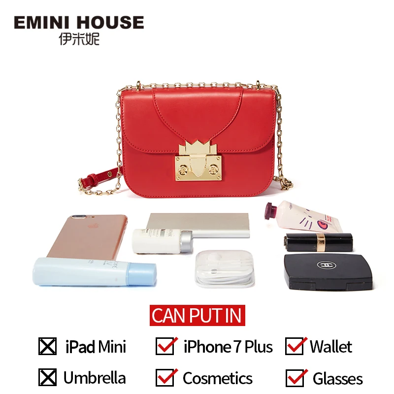 EMINI HOUSE, Индийская серия, сумка на цепочке, разделенная кожа, сумки через плечо для женщин, сумка на плечо, роскошные сумки, женские сумки, дизайнерские