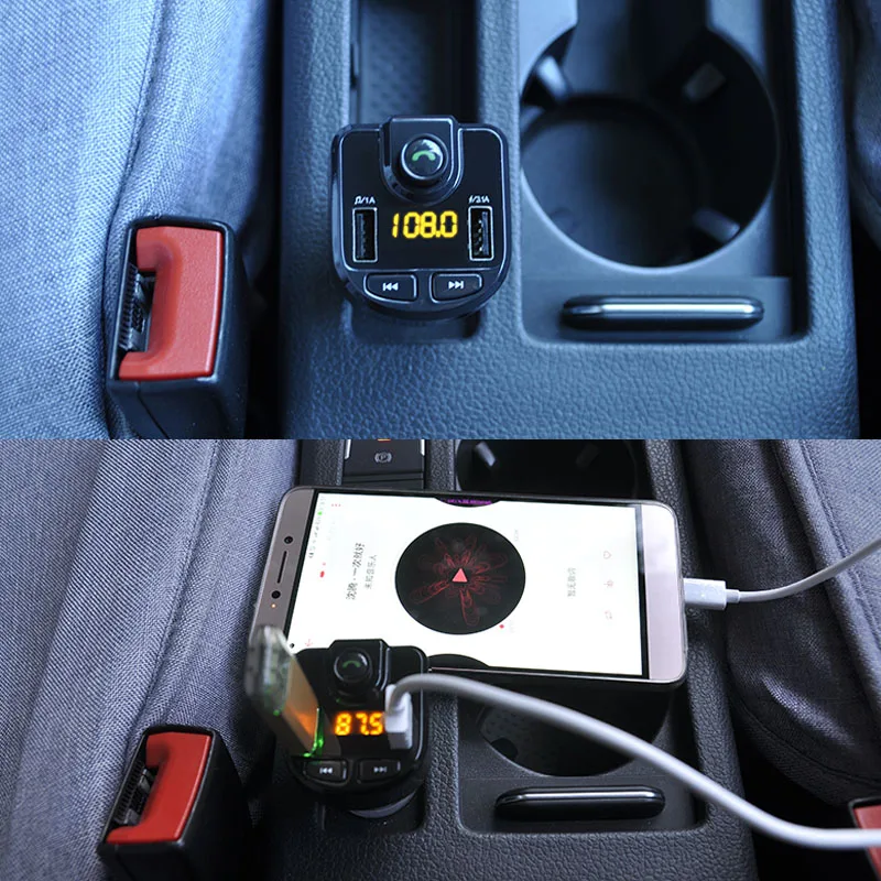 FM трансмиттер с Bluetooth автомобильный комплект громкой связи аудиоплеер для