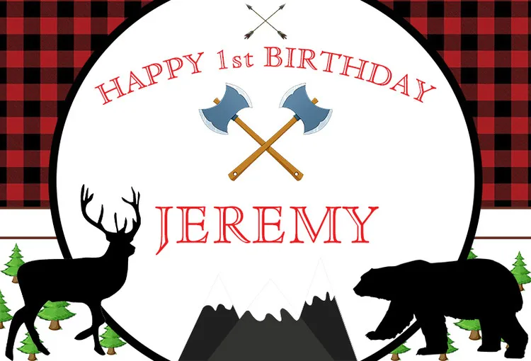 Sensfun Lumberjack фон красный черный буйвол клетчатый медведь Лось день рождения для