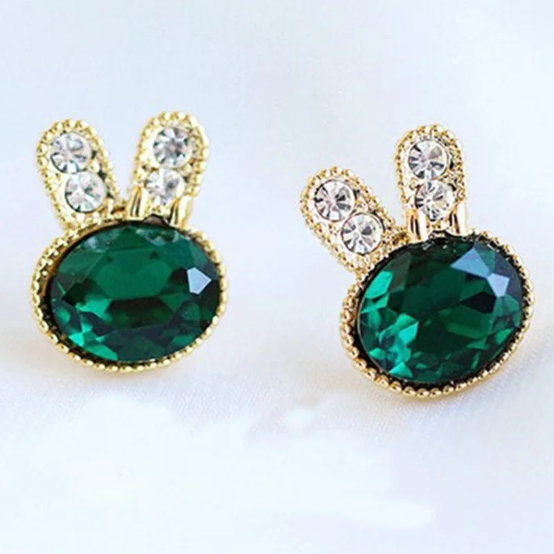 Женские серьги гвоздики в форме кроликов со стразами темно синие 4ED127|earrings navy|stud