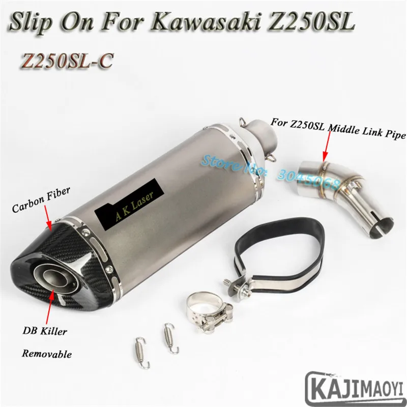 Z250SL-C Z250 z300 мотоцикл полный Системы выхлопных газов Изменение среднего звена трубы мото глушитель Slip-On для Kawasaki 250R ниндзя 250/300 z250sl - Цвет: Z250SL-C