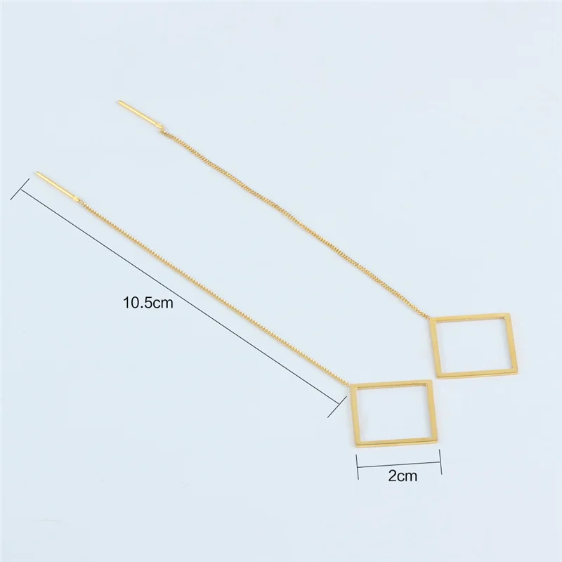 

2020 New Design Trendy Drop Dangle Earrings Stainless Steel Square Pendant Drop Earrings Jewelry For Women Girls Brincos Gift