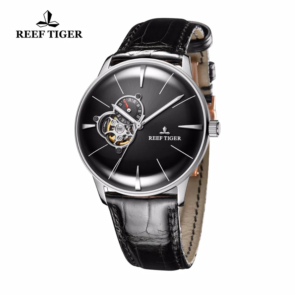 Мужские наручные часы Reef Tiger/RT с ремешком из натуральной кожи аналоговые