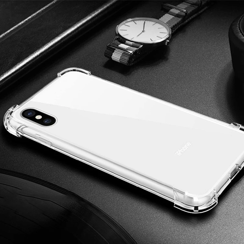 Противоударный прозрачный чехол из ТПУ для iPhone X XS XR Max 8 7 6 6S Plus прозрачная
