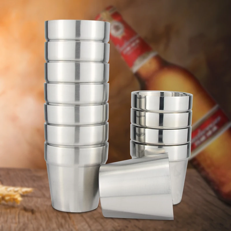 

Sanqia 180Ml 10pcs/Lot Double Wall Stainless Steel Tankard Beer Cup Beer Mug Shatter-Proof And Hot Safe Coffee Mug