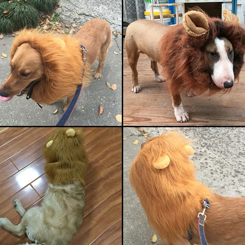 Новогодний парик льва гривы для домашних собак Рождественский костюм нарядное