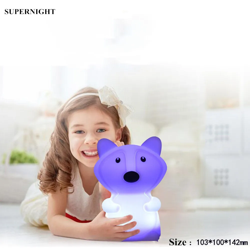 SuperNight милый мультфильм светодио дный лиса светодиодный ночник сенсорный датчик 9