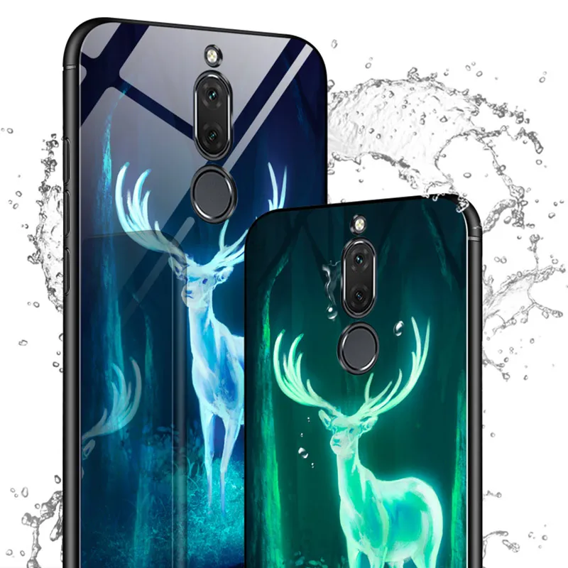 Светящийся чехол из закаленного стекла для телефона Huawei P30 Pro Mate 20X 10 Y9 2019 Nova 4e 3e 3 3i