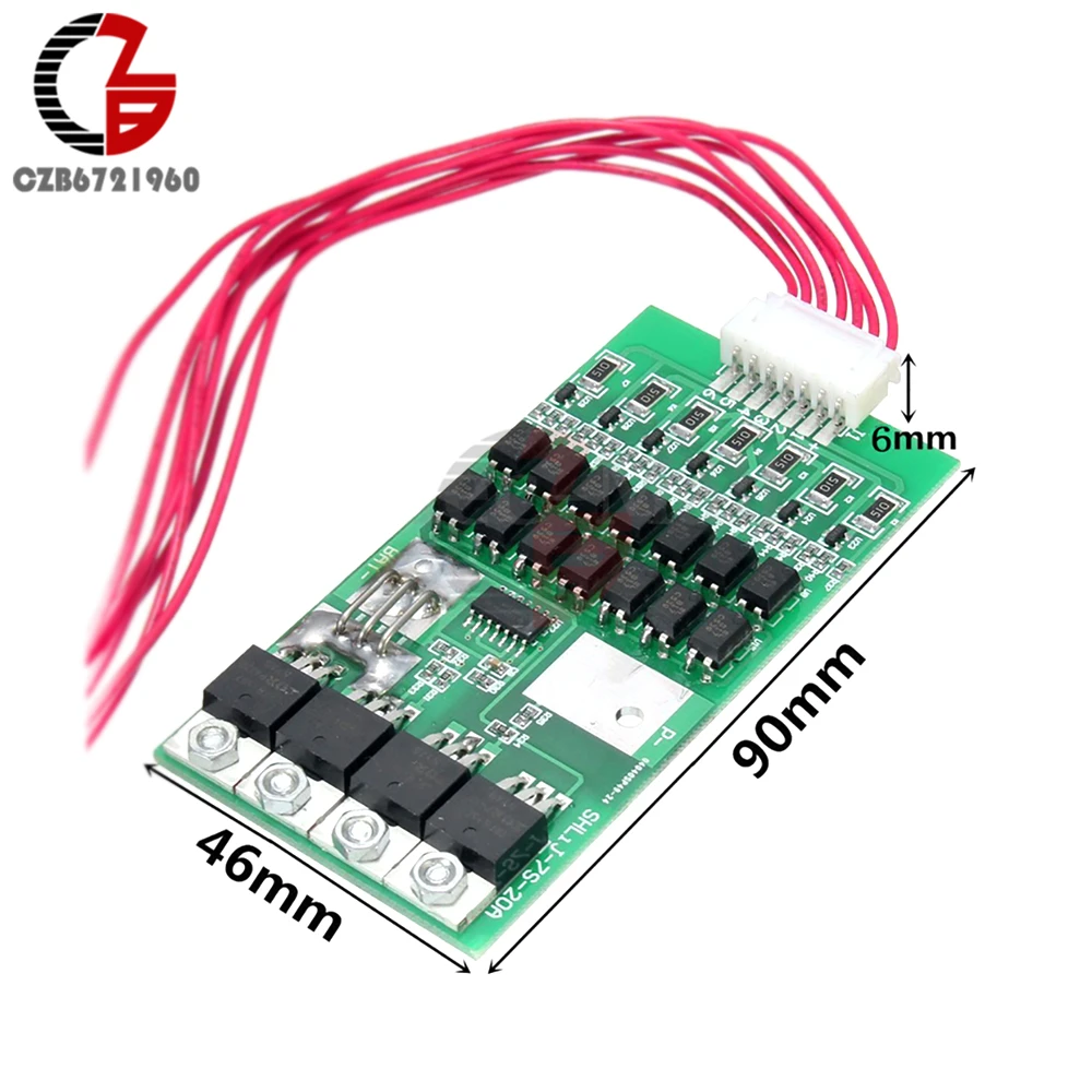 

DC 24V 20A 7S 18650 Lithium Battery Charging Protection Board BMS Cell Charge Module Time Delay Short Circuit Overcharge Protect