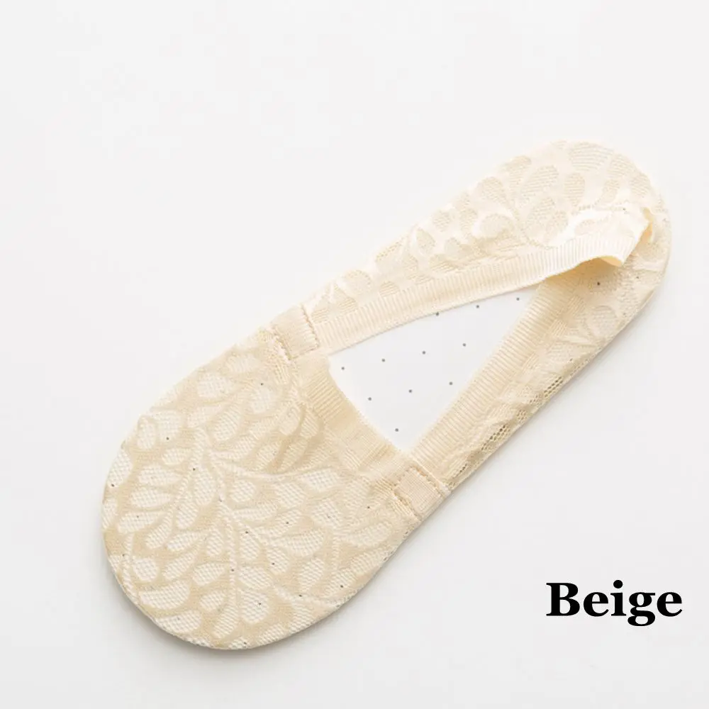 beige 1 пара Для женщин; модное летнее платье для девочек; Стиль кружевное платье с цветочным рисунком короткие носки противоскользящие невидимые носки до лодыжки Sox летнее хлопковое платье со шнуровкой на невысоком - Цвет: beige