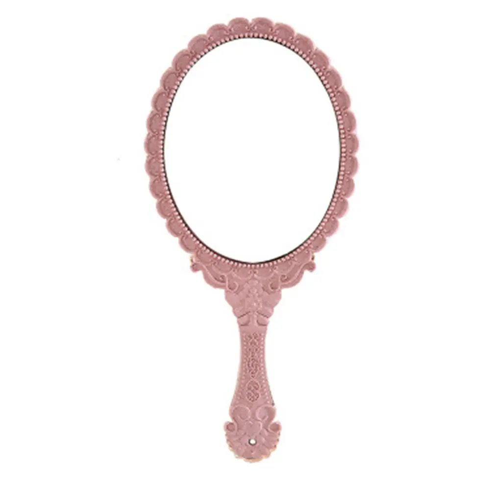 Pink Креативное ретро-зеркало для макияжа, портативное ручное кружево для зеркала, ручное зеркало - Цвет: Pink