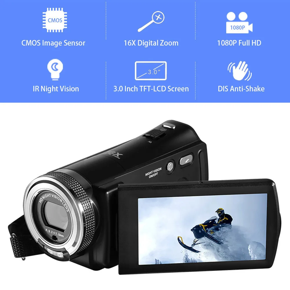 Видеокамера HIPERDEAL ORDRO V12 HD 1080P 16X с цифровым зумом 20 МП инфракрасное ночное видение