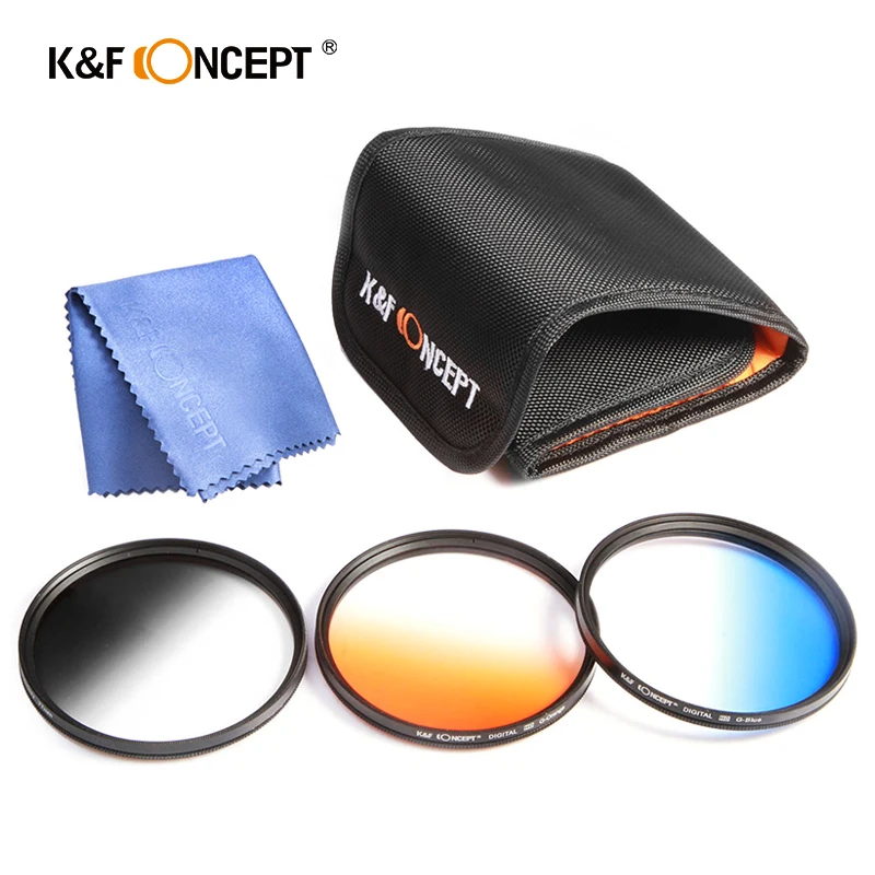 K &amp F концепция 3 PCS 52mm Окончил Цвет (серый голубой оранжевый) фильтр объектива Kit +