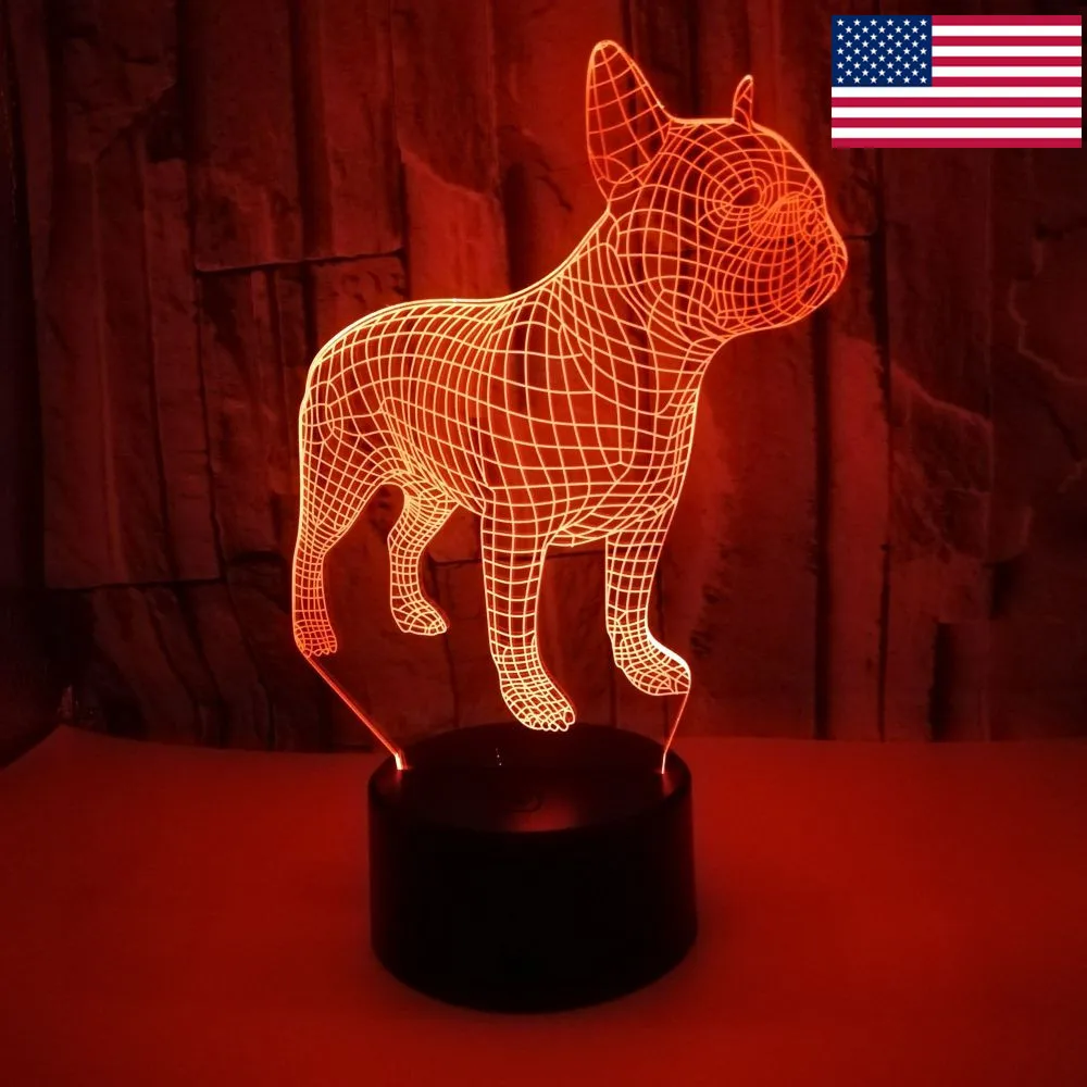 Frence бульдог 3D настольная лампа светодиодсветодиодный Цветная собака ночник для