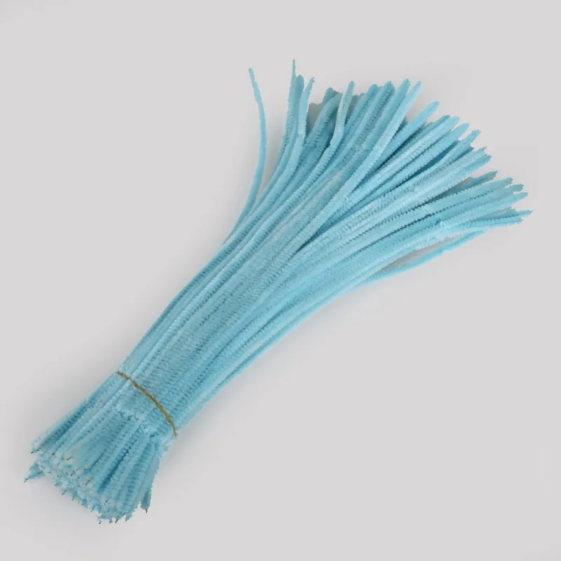 Light Blue 100 шт. 30 см, разные цвета, Chenille стебли для чистки труб игрушки детские развивающие игрушки Свадебные украшения DIY венки и в форме искусственных цветов - Цвет: Light Blue