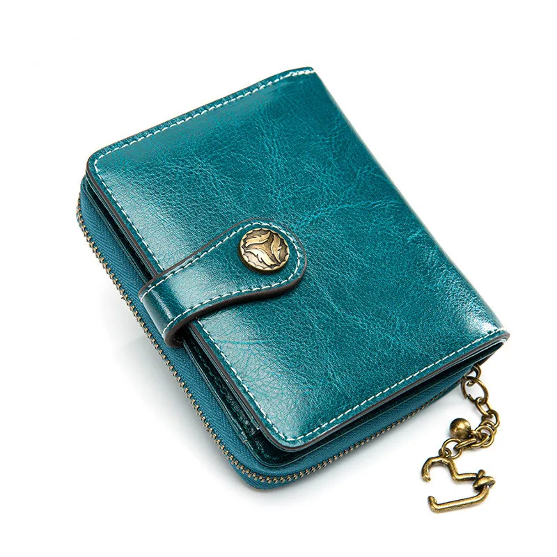 Модный женский кошелек из натуральной кожи короткий двойной держатель для