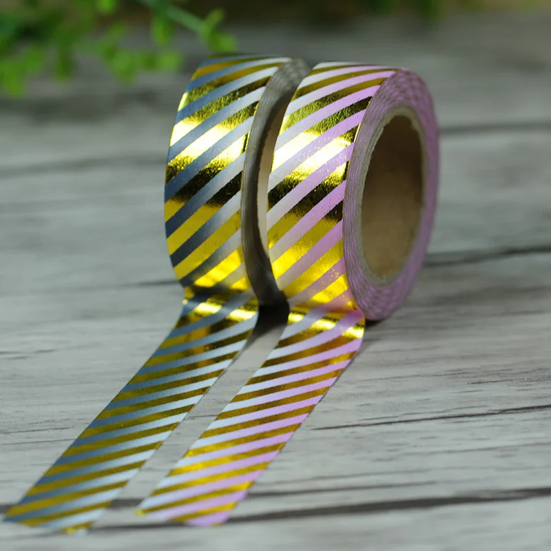 Бесплатная доставка 15 мм * 10 м серая и розовая золотистая лента из